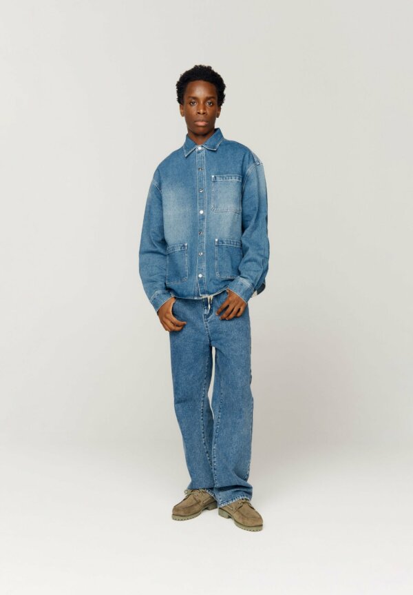 Take A Trip Topstitch Shirt Blue Wash - House Of Sunny