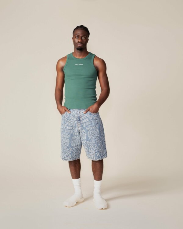 Mid Blue Macrame Denim Shorts - Daily Paper – Image 3
