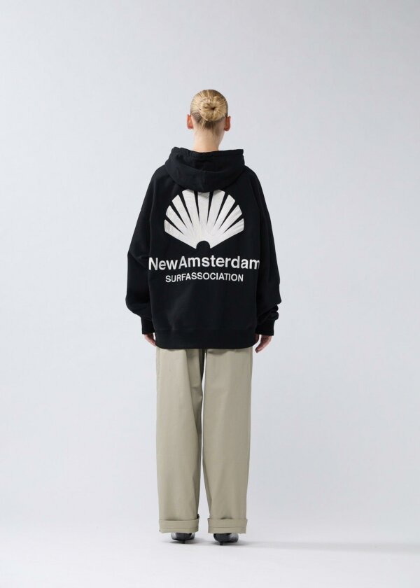 Logo Hoodie Black White - New Amsterdam Surf Association – Image 4