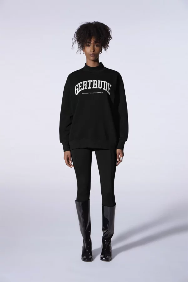 Sweatshirt Femme Oversize Adrianna College Noir - Gertrude – Image 2