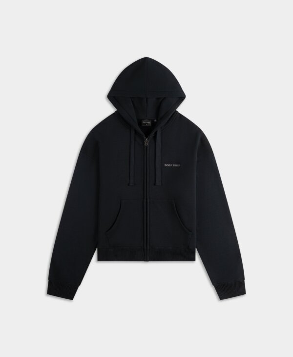 Black Boxy Zip Up Hoodie - Daily Paper