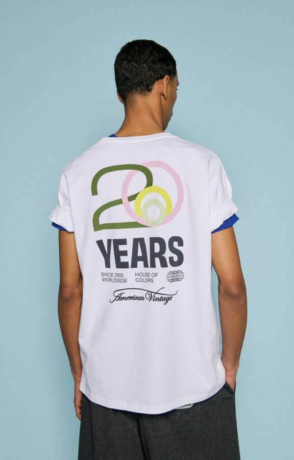 T-Shirt Fizvalley Blanc 20 Years - American Vintage – Image 4