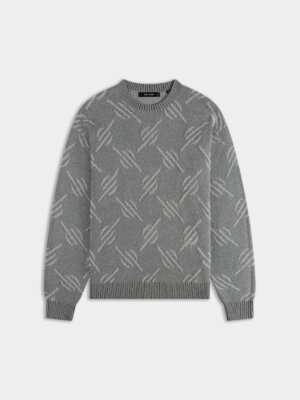Grey Tevin Monogram Knit Sweater - Daily Paper