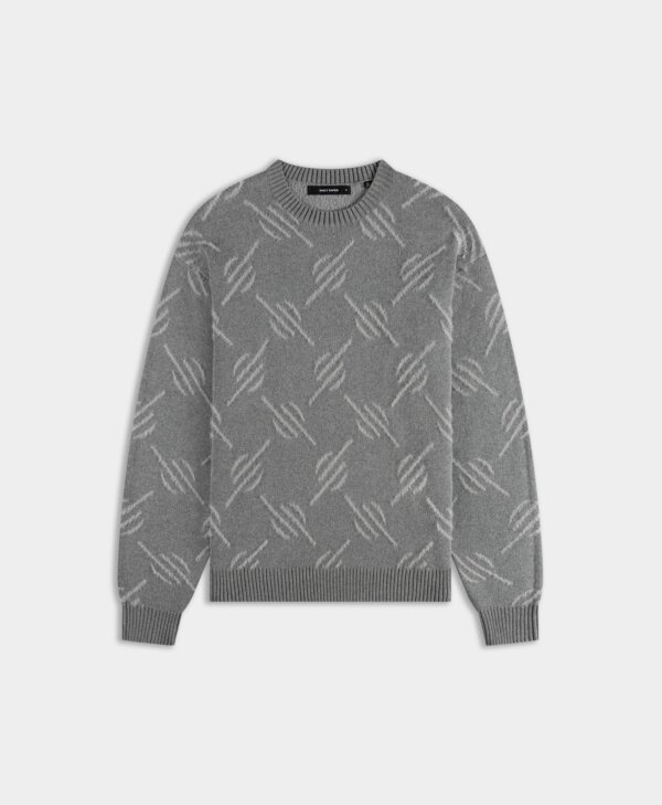 Grey Tevin Monogram Knit Sweater - Daily Paper