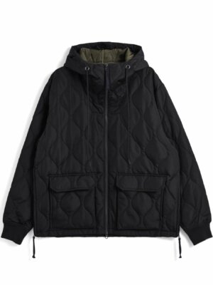 Military W-Zip Down Hoodie Black - Taion