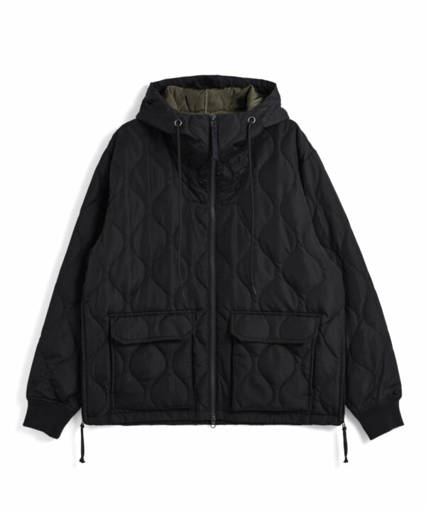 Military W-Zip Down Hoodie Black - Taion
