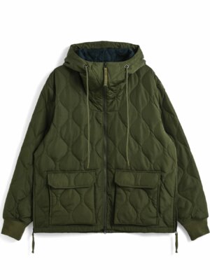 Military W-Zip Down Hoodie Dark Olive - Taion
