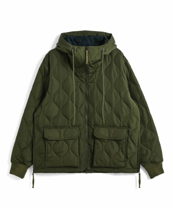 Military W-Zip Down Hoodie Dark Olive - Taion