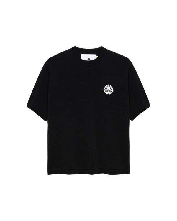 Knitted Logo Tee Black/White - New Amsterdam Surf Association