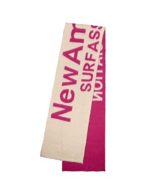 Fuzzy Name Scarf Ecru/Magenta - New Amsterdam Surf Association