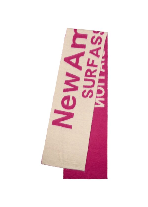 Fuzzy Name Scarf Ecru/Magenta - New Amsterdam Surf Association