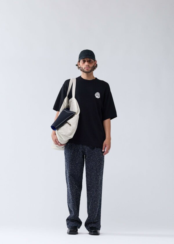 Knitted Logo Tee Black/White - New Amsterdam Surf Association – Image 3