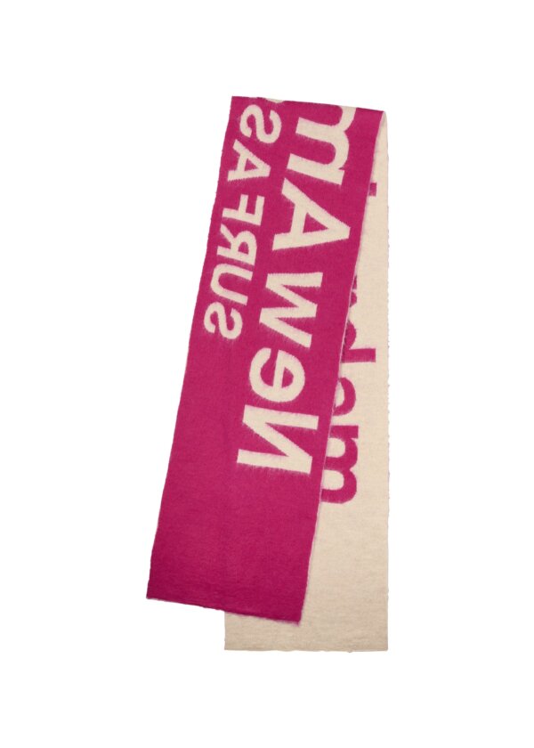 Fuzzy Name Scarf Ecru/Magenta - New Amsterdam Surf Association – Image 2