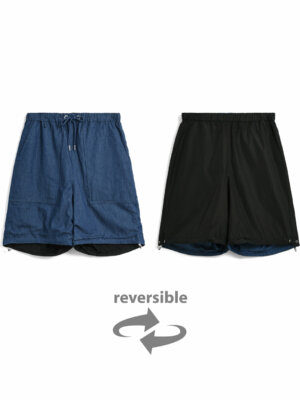 Short Militaire Reversible Indigo Denim - Taion
