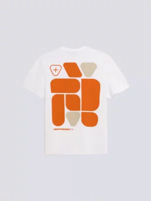 T-shirt Print Geometry Leonce Blanc / Orange - Gertrude