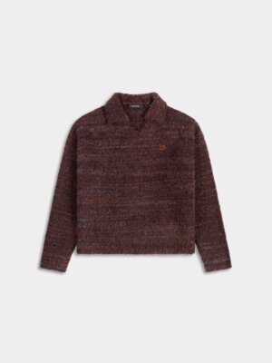 Burgundy Textured V-Neck Knit Sweater - Daily Paper