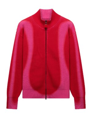 Fisherman Curve Zip Sweater Red Pink - The New Originals