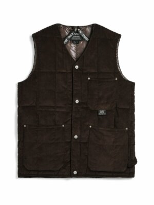Work V Neck Button Corduroy×Down Vest - Taion