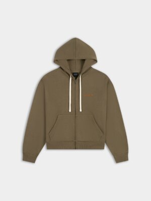 Boxy Army Green Zip Up Hoodie - Daily Paper