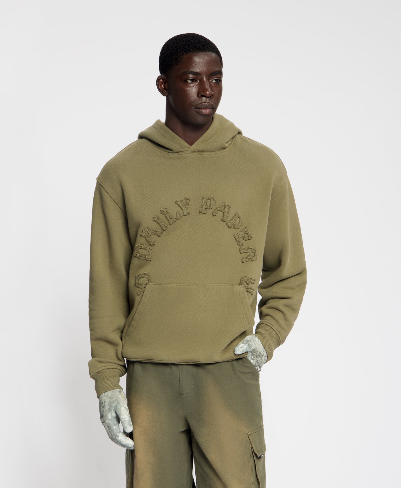 Oversized Army Green Self Fabric Orbit Hoodie - Daily Paper – Image 2
