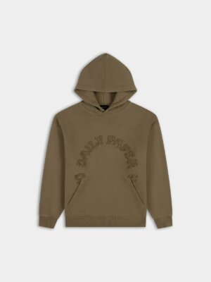 Oversized Army Green Self Fabric Orbit Hoodie - Daily Paper