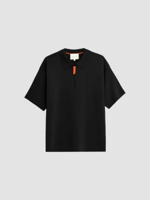 Lulu Zip Polo Black - Gertrude